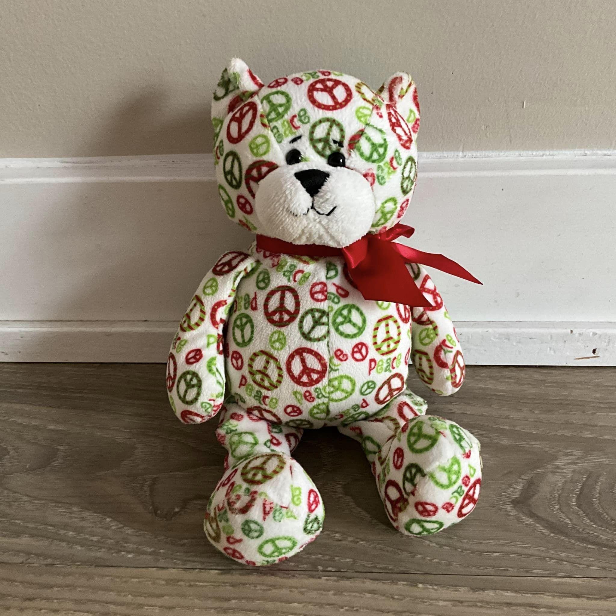 Ganz Festive Holiday Peace Bear Red Green - Etsy Norway