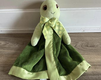 Bearington Baby Lovey Plush Tiggles the Turtle Blanket Snuggler Satin Security