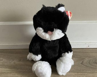 Ty Attic Treasures Bessie the Black and White Cat Stuffed Animal Plush Toy 11"
