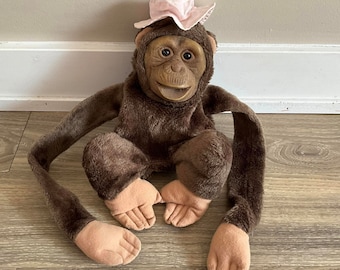 Hosung Monkey Plush Puppet Stuffed Animal Chimp Chimpanzee Rubber