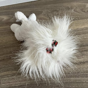 Wildlife White Dog Plush with Bow Toy Stuffed Animal 8"