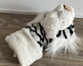 ホワイトタイガーのぬいぐるみハンドパペットおもちゃぬいぐるみ
