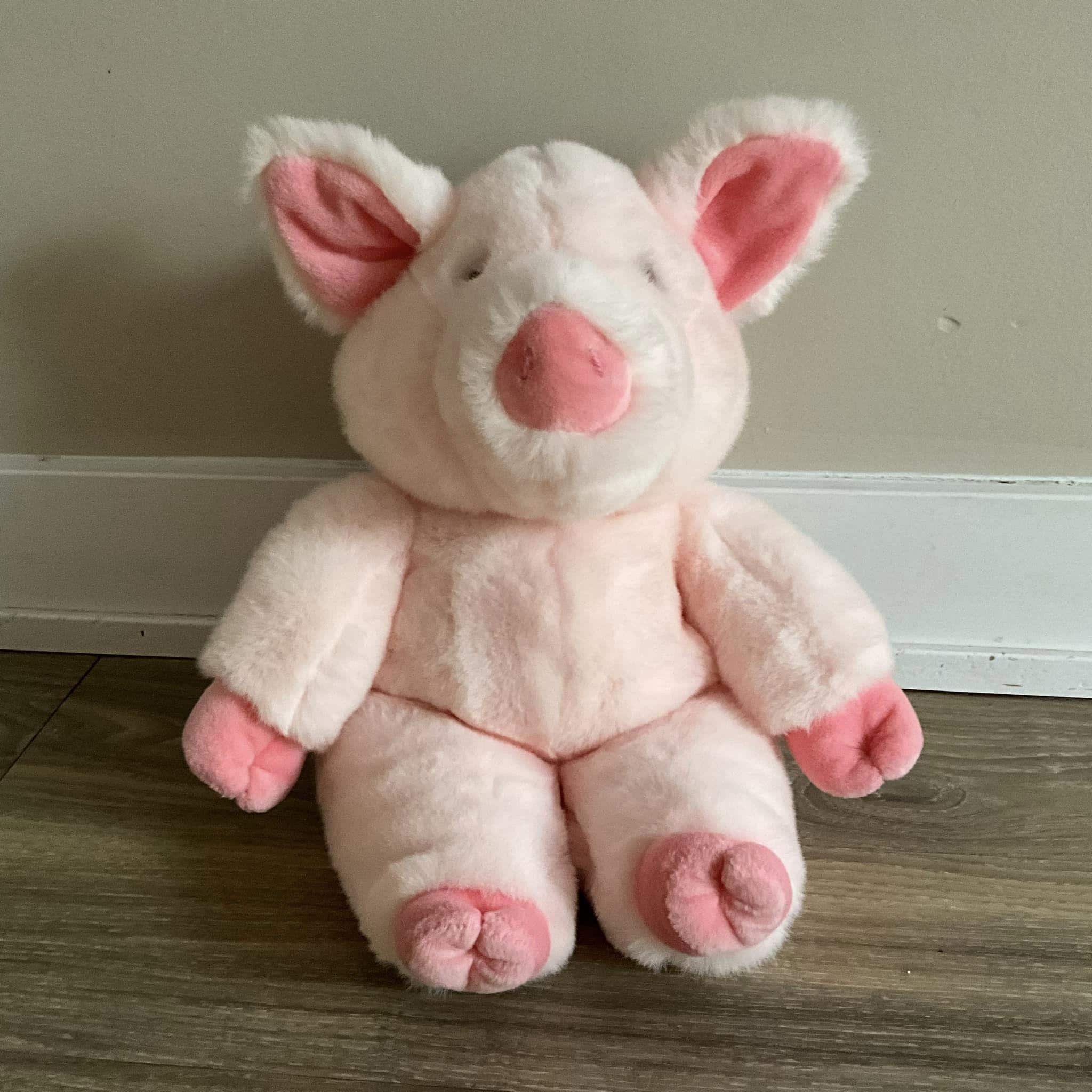 24K Polar Puff　Dumplings　ヴィンテージ　ぬいぐるみ Vintage 24K Polar Puff Plush Pink Pig Stuffed Animal Curly Tail - Etsy