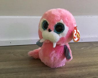 Ty Beanie Boos Tusk the Pink Seal Stuffed Animal Plush Toy 6.5"