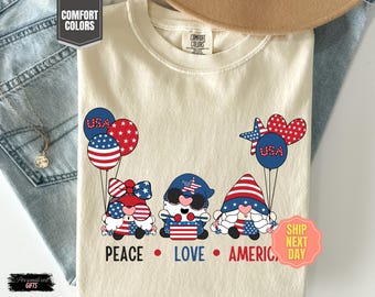 Peace Love America T-Shirt: Patriotic 4th of July USA Flag Tee