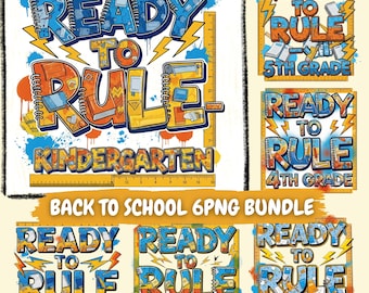 Back to School PNG Bundle: Kindergarten - Fifth Grade (Digital Download)