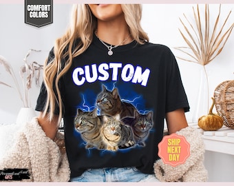 Custom Cat Dad Photo Shirt, Personalized Father's Day Gift