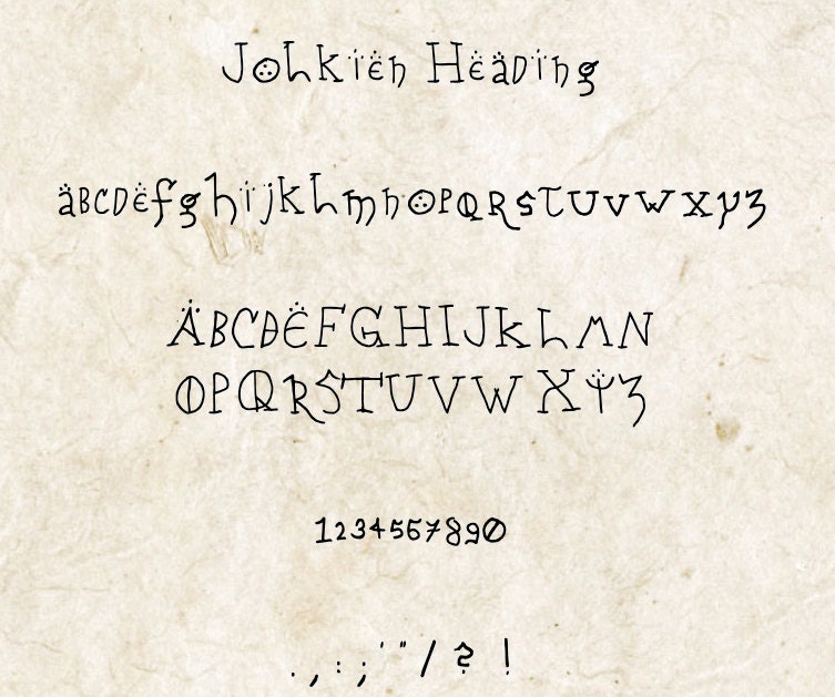 Jolkien Heading fantasy handwritten font for maps and chapter titles