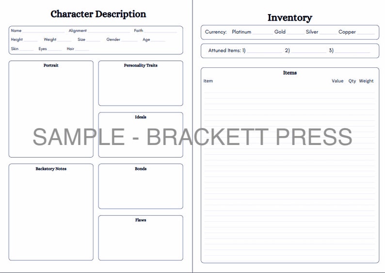 Printable Dungeons and Dragons Character Journal Etsy Printable Dungeons and Dragons Character Journal Etsy