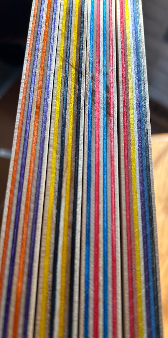 Dyed Maple Plywood Sheet: Various color patterns, (45"x11"x0.5")