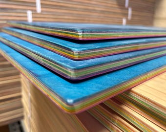 Regnbågsfärgad lönnplywoodskivor: 61 x 28 cm, 7-lagers färgat lövträ, 4-pack