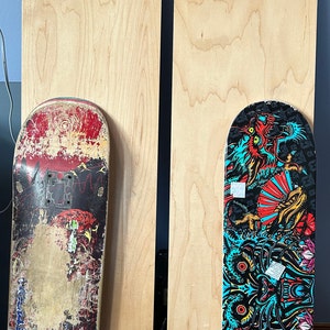 Our Ply sheets next to skateboards. Our boards provide value for money