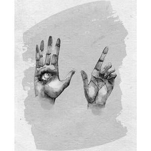 Digital Item. &quot;Hands&quot; print. 8.5&quot; x 11&quot;. Instant 300 DPI JPEG Download.