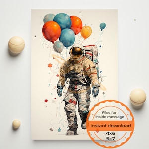 Astronaut Birthday Card for kids Custom card Space Cards Instant Download Birthday Celebration Scrapbook Interstellar print of Astronaut