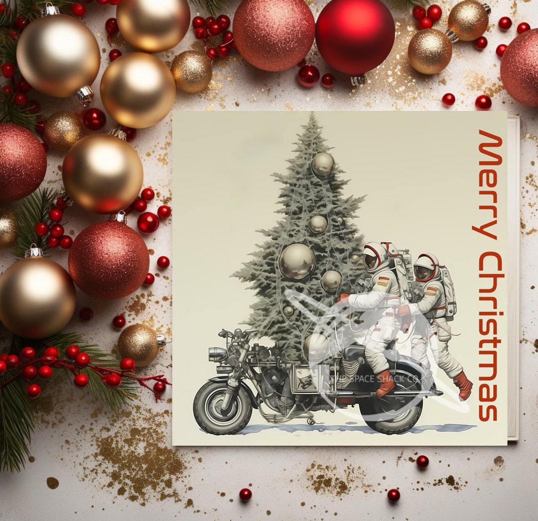 Vintage Astronaut Christmas Card Space Theme Christmas Card Etsy