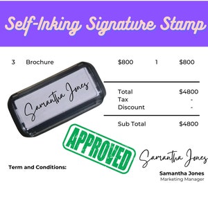 Self-Inking Signature Stamp | Customizable Stamp with My Signature | Book Name Stamp | Name Stamp for Checks | Name Stamp for Canvas Art