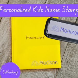Personalized Kids Name Stamp | Name Stamp for Kids and Children | Stamp for Kids Artwork | Kids Name Stamp with Custom Icons