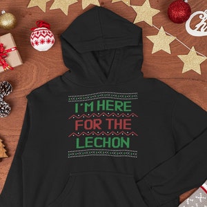 I&#39;m Here for the Lechon Christmas Sweater || Filipino Christmas Sweater, Filipino Funny Ugly Sweater, Pinoy Christmas Hooded Sweatshirt