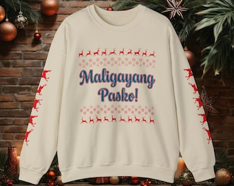 Maligayang Pasko Christmas Sweater || Filipino Christmas Sweatshirt, Philippine Pasko Clothing, Christmas Pinoy Apparel, Pinoy Clothing