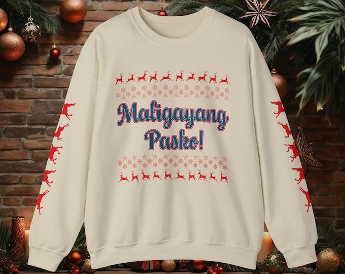 Maligayang Pasko Christmas Sweater || Filipino Christmas Sweatshirt, Philippine Pasko Clothing, Christmas Pinoy Apparel, Pinoy Clothing
