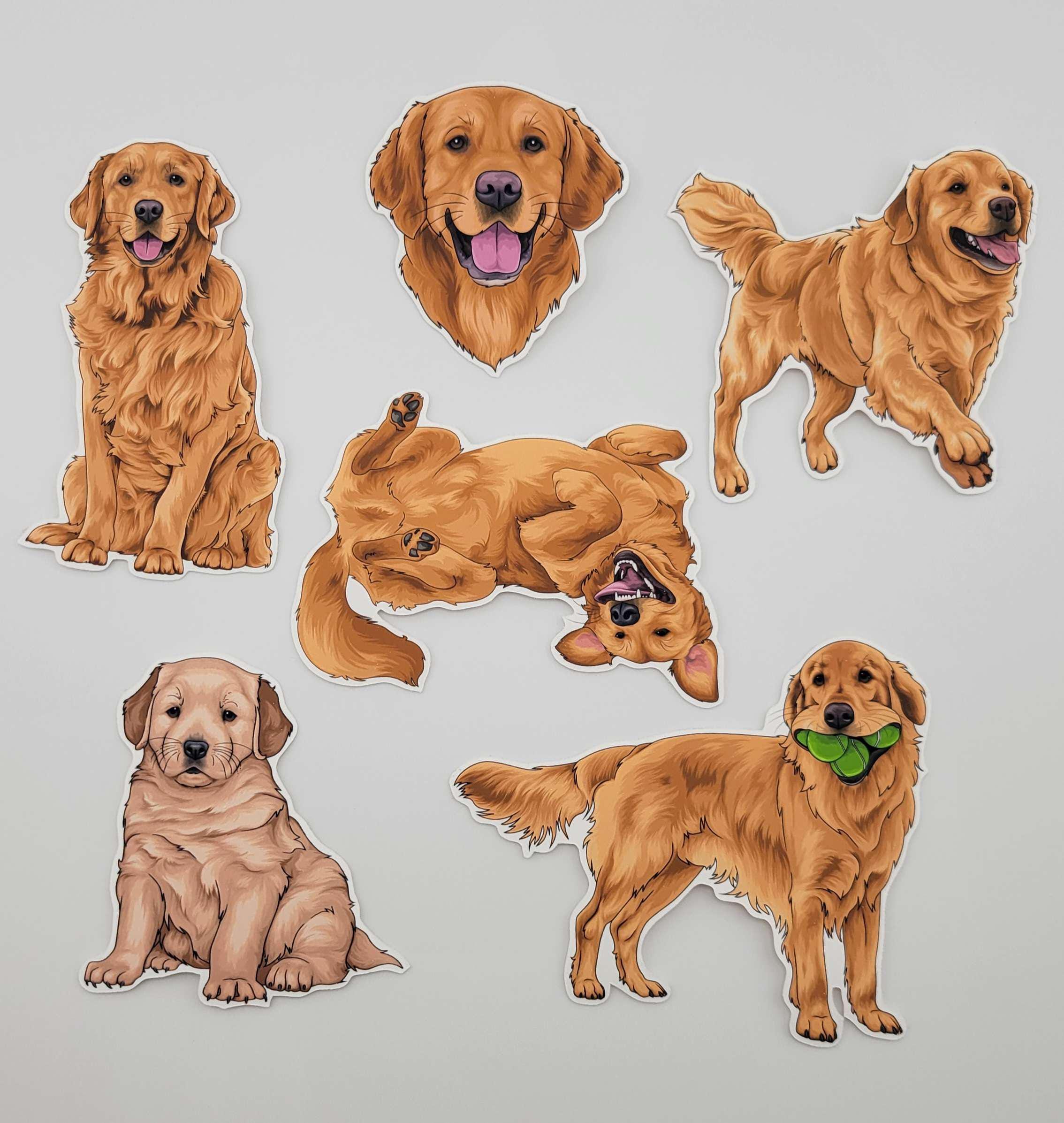 Camellia Print Golden Retriever Autostickers Golden Retriever Kids Sticker Grappige Autostickers voor Koelers Liefde Toilet