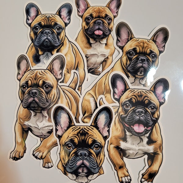 French Bulldog Sticker Pack - Set of 6 Cute Dog Decals, Perfect for Laptops, Water Bottles & Gifts - Durable Vinyl, Water Resistant