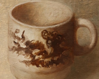 Original Oil Painting - The vintage cup