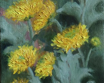Original Oil Painting - Yellow Chrysanthemums