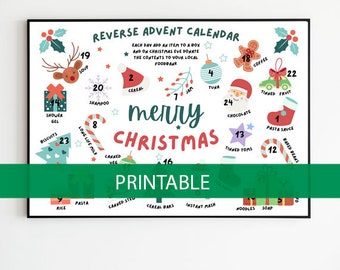 Digital Download Printable Reverse Advent Charity Giving december box