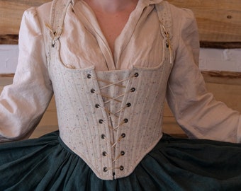 Wolle 18 Jh. Kurzkleid mit Schnürung vorne, Korsett oder Mieder für Renfair Renaissance Kostüme, Bauernkorsett