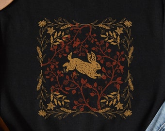 Rabbit Hare Woodland Animal Sweatshirt, Rabbit Sweater, Botanical Sweater,  Animal Sweatshirt, Floral Shirt, Nature Lovers, Cottagecore