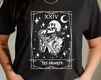 Skeleton Tarot Card Shirt: Comfort Colors Beer Skull Tee