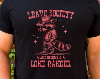 Retro Raccoon Cowboy T-Shirt: Funny Western Meme Shirt