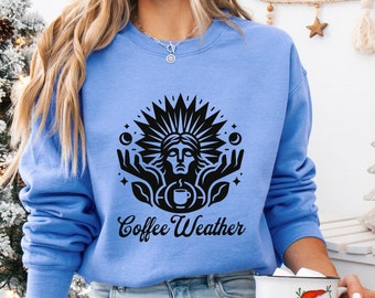 Jesus Coffee Weather Sweatshirt, Coffee Lover Gift, Religious Apparel, Christian Clothing, Unisex  Gildan Crewneck