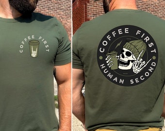 Skeleton Hand Coffee Cup T-Shirt: Coffee Lover Gift