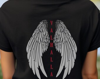 Valhalla Angel Wings Shirt - Norse Raven Tee for Viking Culture Lovers