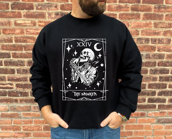 Tarot Card Sweatshirt, Skeleton Sweatshirt, Skull Sweatshirt, Beer Sweatshirt, Moon Sweatshirt, Star Sweatshirt, Skeleton Tarot, Tarot Tee