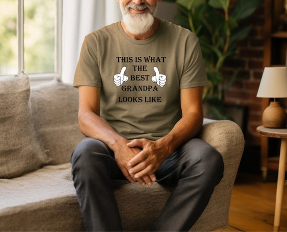 This is What the Best Grandpa Looks Like Shirt - Funny Thumbs Up Design - Comfy Bella Canvas Tee - Perfect Grandpa Gift