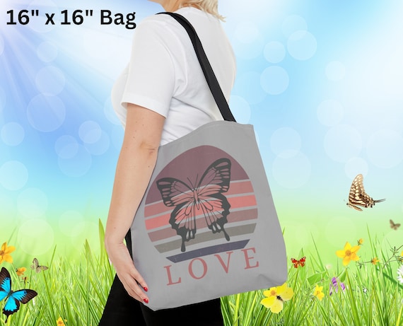 Boho Butterfly Tote Bag,  Farmers Market Bag, Shopping Bag, Library Tote Bag, Grocery Bag, Cute Tote Bag, Beach Bag, Nature Lovers Tote