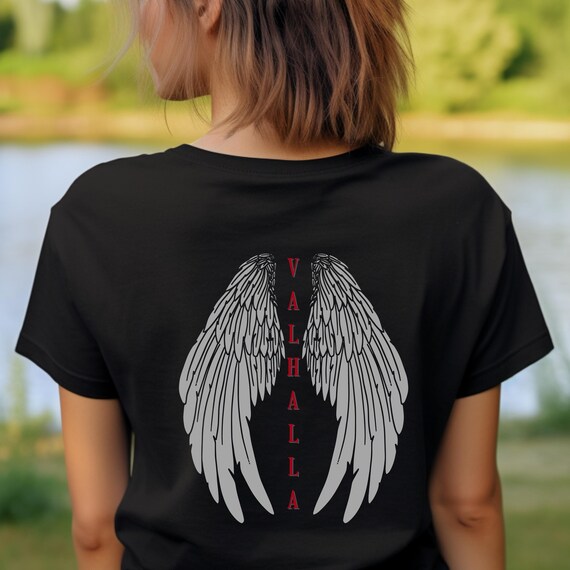 Valhalla Angel Wings Shirt - Norse Raven Tee for Viking Culture Lovers