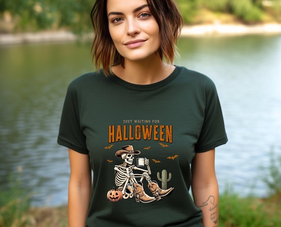 Western Halloween Shirt, Cowboy Skeleton T-shirt, Trick or Treat Tee, Happy Halloween, Cowboy Halloween, Spooky Season, Skeleton Halloween