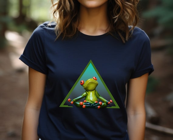 Frog Yoga Triangle Icon Tee - Bella Canvas T-Shirt for Yoga Lovers, Frog Lovers Shirt, Yoga Shirt, Meditation Shirt, Nature Lover, Frog Tee