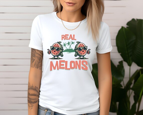 Funny Watermelon Mascot Unisex Tee, Real Melons Quote, Beach Theme Shirt, Humorous Fruit Top, Woman Gift, Summer Apparel
