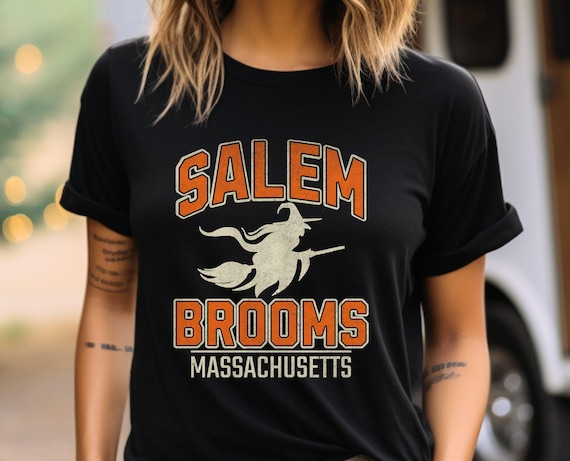 Salem Brooms Massachusetts T-Shirt, Witch Vintage Style Tee, Unisex Jersey Shirt, Halloween Costume Shirt, Retro Salem Shirt