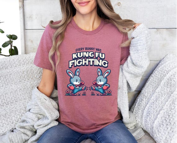 Easter Shirt, Rabbit Shirt, Kung Fu Bunnies Tee, Fun Graphic T-Shirt, Unisex Jersey Tee, Easter Gift, Casual Wear, Humor Shirt, Funny Tee