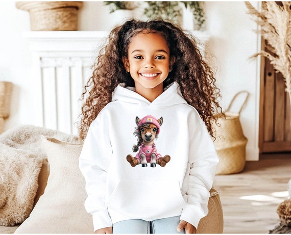 Farm Girl Horse Youth Hoodie, Country Kids Sweatshirt, Equestrian Children's Pullover, Gift for Horse Lovers, Cute Animal Apparel