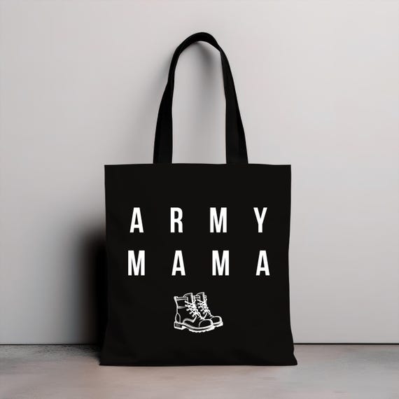 Army Mama Tote Bag - Military Mom Gift, Combat Boots Design, Mother's Day Gift, Army Wife Tote, Army Mom Bag, Military Supportive