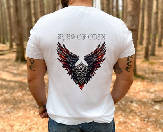 Viking Spirit T-Shirt, Unisex Short Sleeve Tee, Norse Mythology Apparel, Eyes of Odin Graphic Tee, Gift for Him/Her, Casual Wear
