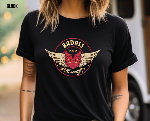 Badass Beauty T-shirt, Cat Shirt, Strong Women,  Military Wife Gift, Military Apparel, Army Wife, Self Love, Wing Shirt, Empowering Shirt
