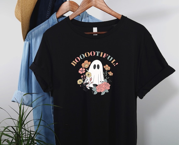 Ghost Tshirt, Halloween Tshirt, Women Ghost Shirt, Floral Shirt, Cute Women Shirts, Booootiful Ghost Shirt, Halloween Shirt, Fall Shirt